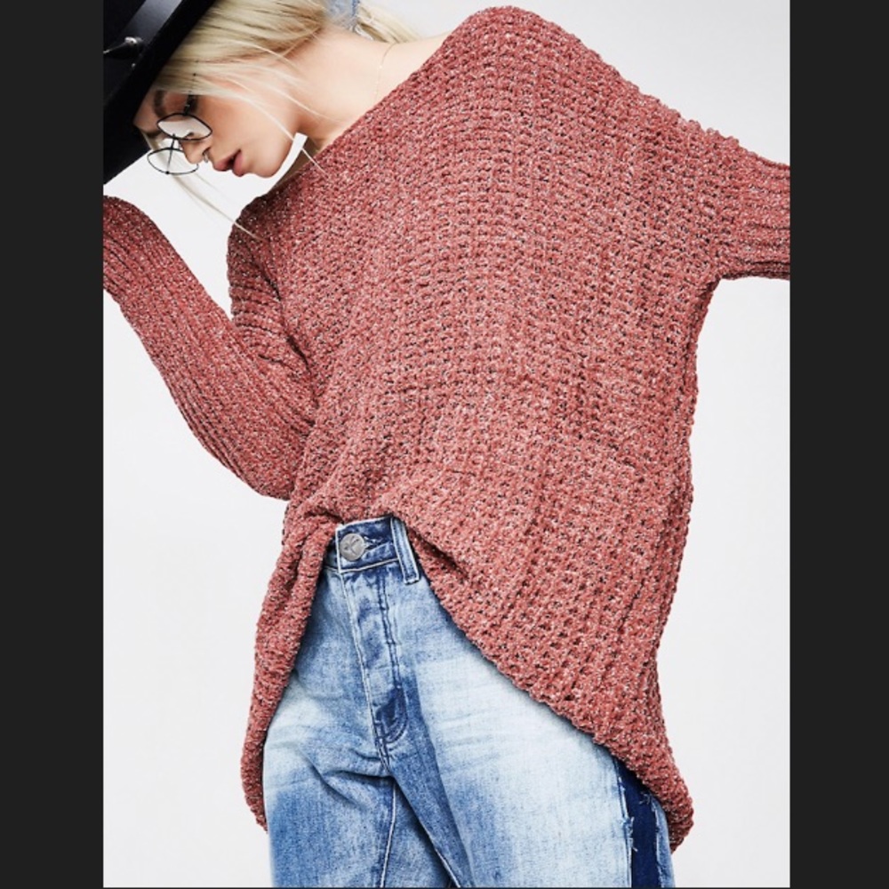 Oversized SUPER Soft Sparkly Sweater in Rust